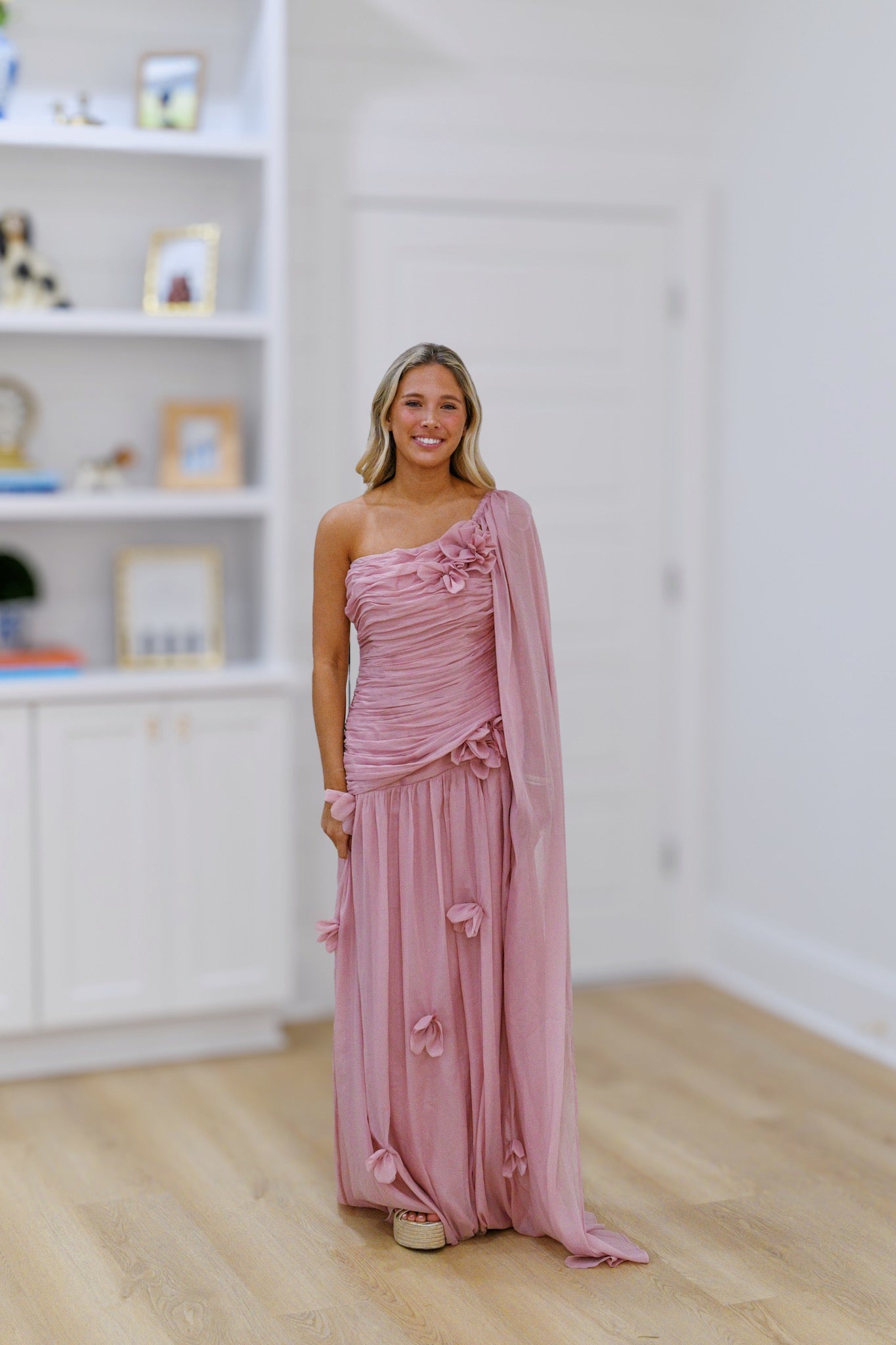 Kelsea One Shoulder Maxi Dress - Dusty Pink