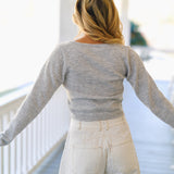 Montana Sweater Crop Top - Grey