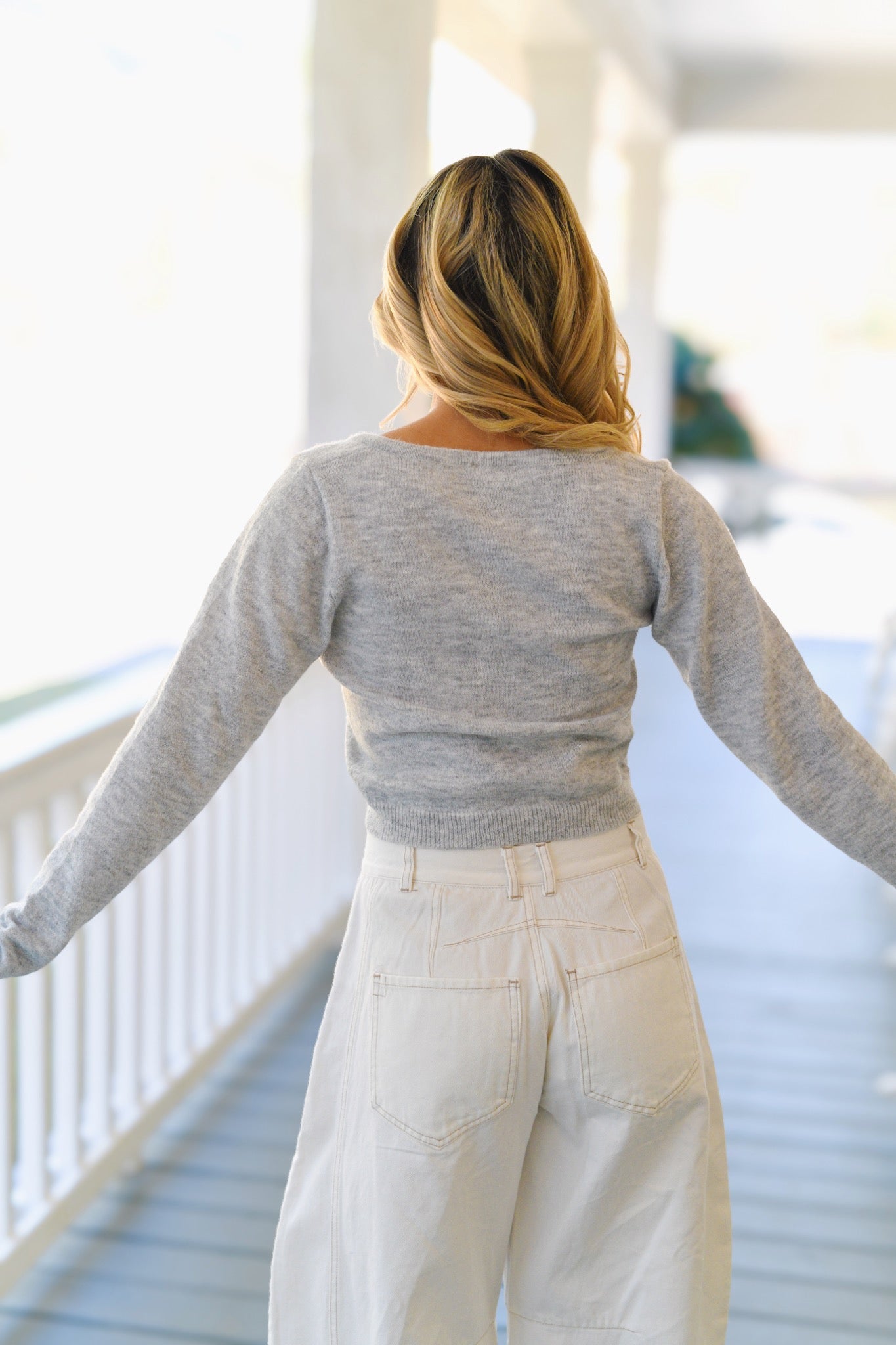 Montana Sweater Crop Top - Grey