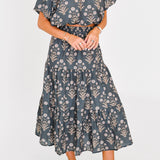 Lexie Maxi Skirt Bubble Set - Olive Green