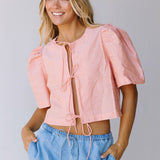 Lori Puff Sleeve Top - Orange