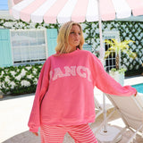 Fancy Oversized Fleece Mockneck - Paradise Pink/Hibiscus