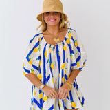 Lexi Yellow Limes Striped Romper - Navy/Yellow Multi