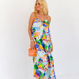 Evita Summer Maxi Dress - Blue Multi