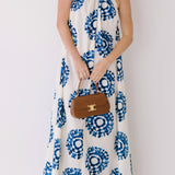Renley Halter Neck Maxi Dress - White/Blue