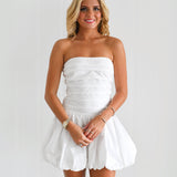 Kendall Mini Bubble Hem Dress - Off White