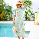 Novalee Floral Print Puff Sleeve Dress - Mint