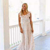 Payton Ruffel Sleeve Maxi Dress - Peach Floral