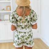 Annie Palm Ruffle Trim Set - white/green