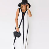 Ember Color Block Maxi Dress - White/Black