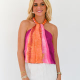 Mallie Accent Top - Magenta/Coral