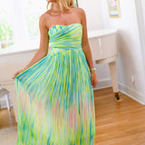 Paris Strapless Maxi Dress - Lime Multi