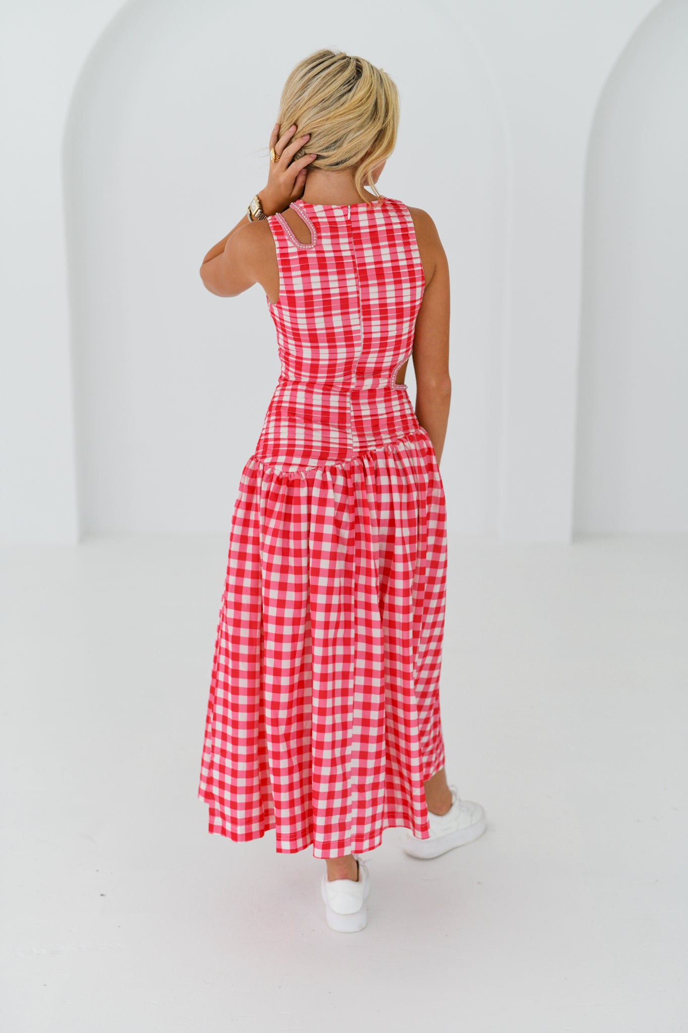 Riley Drop waist Maxi - Red Gingham