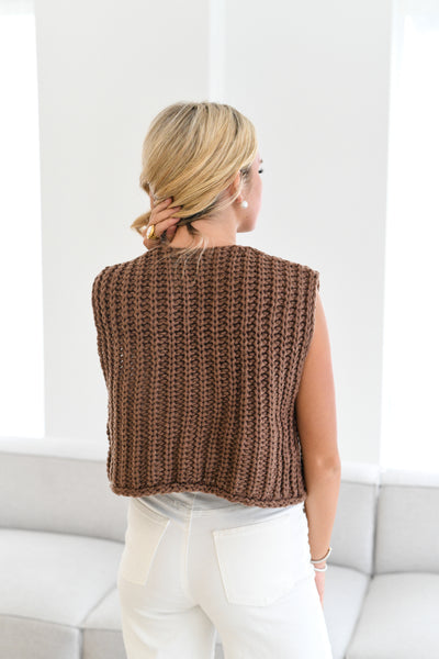 Becky Knit Sweater Top - Brown