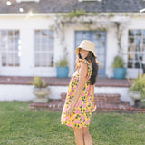 Low Country Summer Mini Tie Dress - Yellow/Pink Flowers