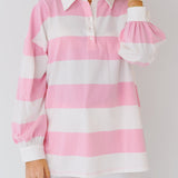 Maisie Striped Long Sleeve Top-Pink