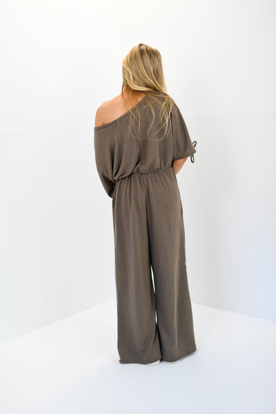 Benny Short Sleeve Jumpsuit-Mocha