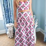 Maggie Maxi Skirt Set - Baby Pink Striped Blockprint