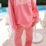 Fancy Oversized Fleece Mockneck - Paradise Pink/Hibiscus