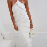 Lily Pleated Midi Dress -White
