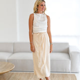 Laura Midi Satin Skirt - Cream