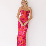 Kaya Floral Midi Dress - Magenta