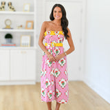 Amaya Strapless Midi Dress - Pink Multi