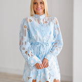 Whitney Floral Lace Mini Dress - Blue
