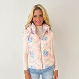 Reagan Floral Printed Vest Hoodie - Pink