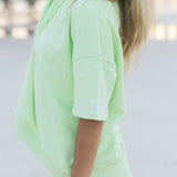 Fancy Half Button Short Sleeve Terry Top