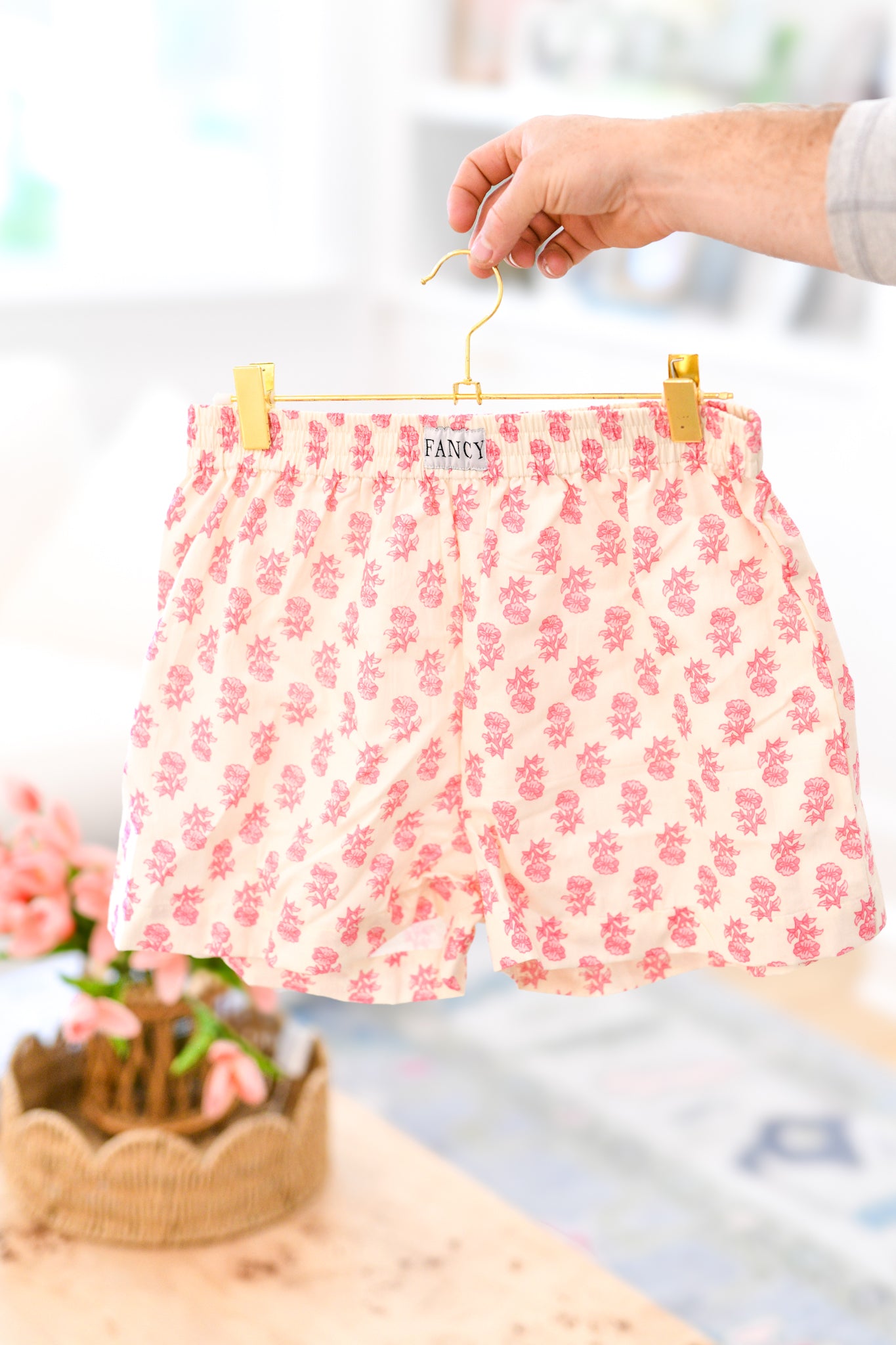 Dara Boxer Shorts - White/Pink Floral