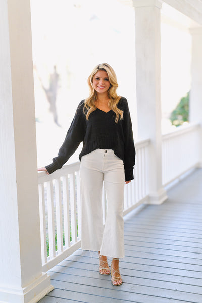 Millie Denim Stretch Wide Leg Pants - White