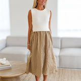 Mia Knit Top Midi Dress-Natural