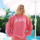 Fancy Oversized Fleece Mockneck - Paradise Pink/Hibiscus