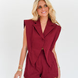 Claire Blazer Style Romper - Maroon