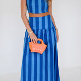 Willow Maxi Skirt Set - Blue Tone Stripes