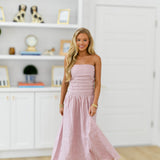Lainey Linen Strapless Midi Dress - Pink