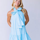 Maleah Ribbon Sleeveless Mini Dress - Light Blue