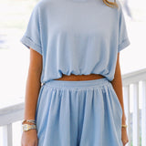 Sydney Bubble Hem Top - Blue