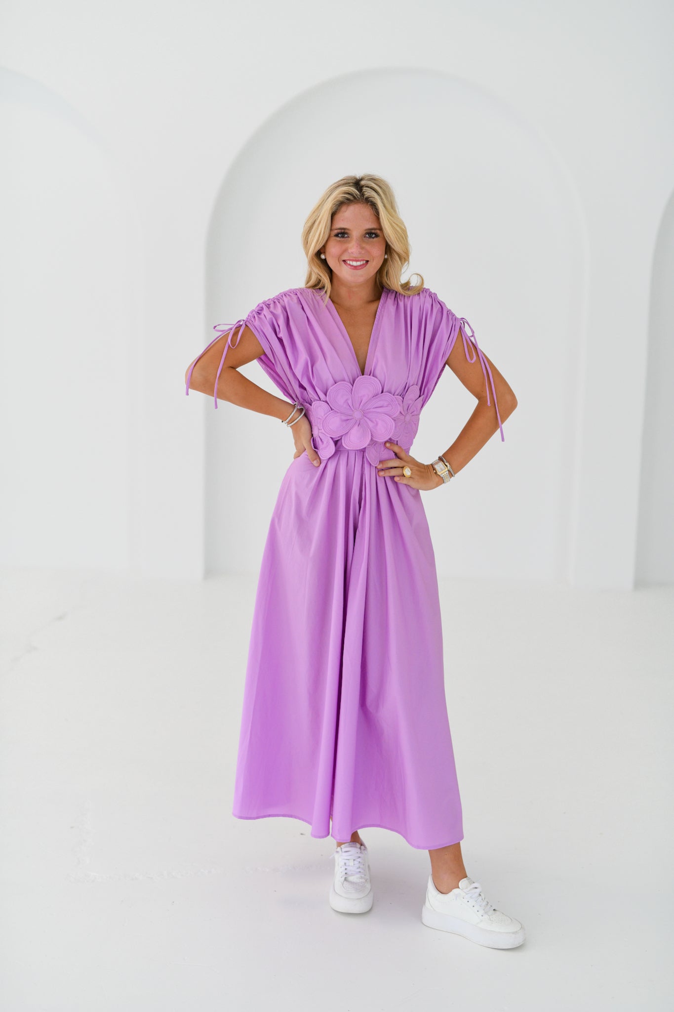 Stacie Flower Dress - Purple