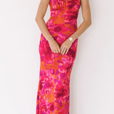 Kaya Floral Midi Dress - Magenta