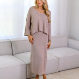 Nolan Sweater Skirt Set - Stone