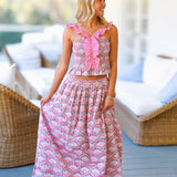 Bailey Floral Ruffle Skirt Top Set - Pink