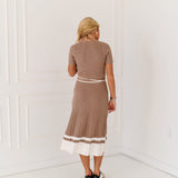 Lexis Belted Midi Dress - Mushroom/Ivory