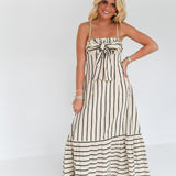 Sara Striped Maxi Dress - Nude/Black