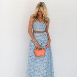 Sienna Maxi Skirt Set - Baby Blue Tiger