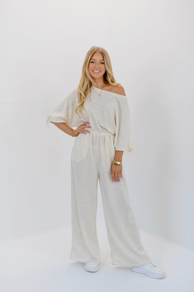 Taylor Short Sleeve Jumpsuit-Oatmeal