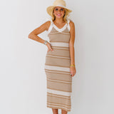 Savannah Ribbed Knit Midi Dress - Lt Taupe