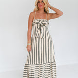 Sara Striped Maxi Dress - Nude/Black