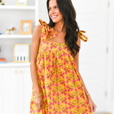 Mckenzie Mini Tie Dress - Yellow/Pink Floral
